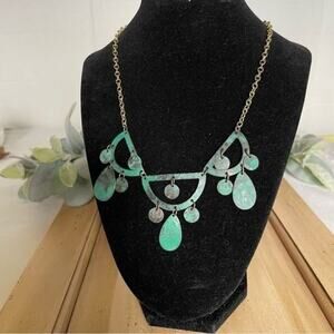 Lia Sophia Necklace NWOT Statement Metal Antique Green